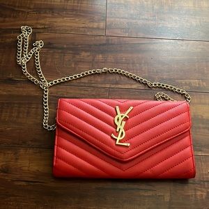 Red high fashion clutch